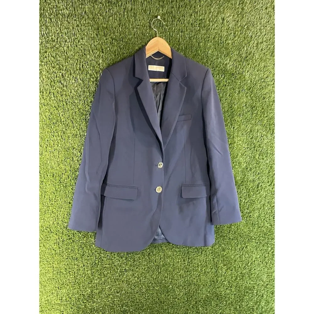 Michael Kors Women’s Navy Blue Blazer Suit Jacket Size M Gold Buttons